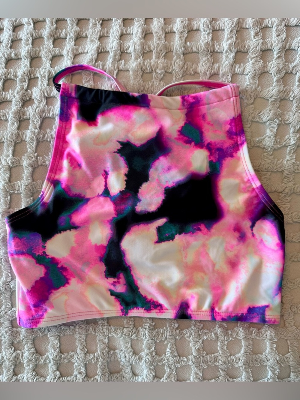Kanu Surf NWOT Girls Pink Multi Watercolor Halter Tankini Set - Picture 4 of 12